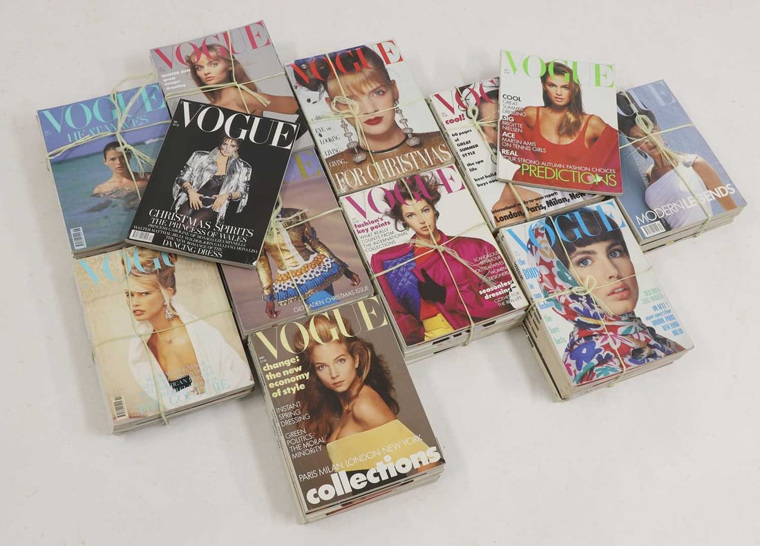 A collection of Vogue magazines,: A collection of Vogue magazines, 20th century, comprising a complete run of issues from each year between 1985-1989 (qty) Condition Report: In good order overall with some minor tears, surface marks a