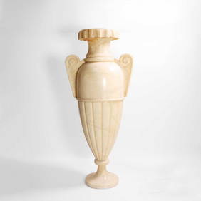 A large Art Deco carved alabaster lamp, (1 of 6)