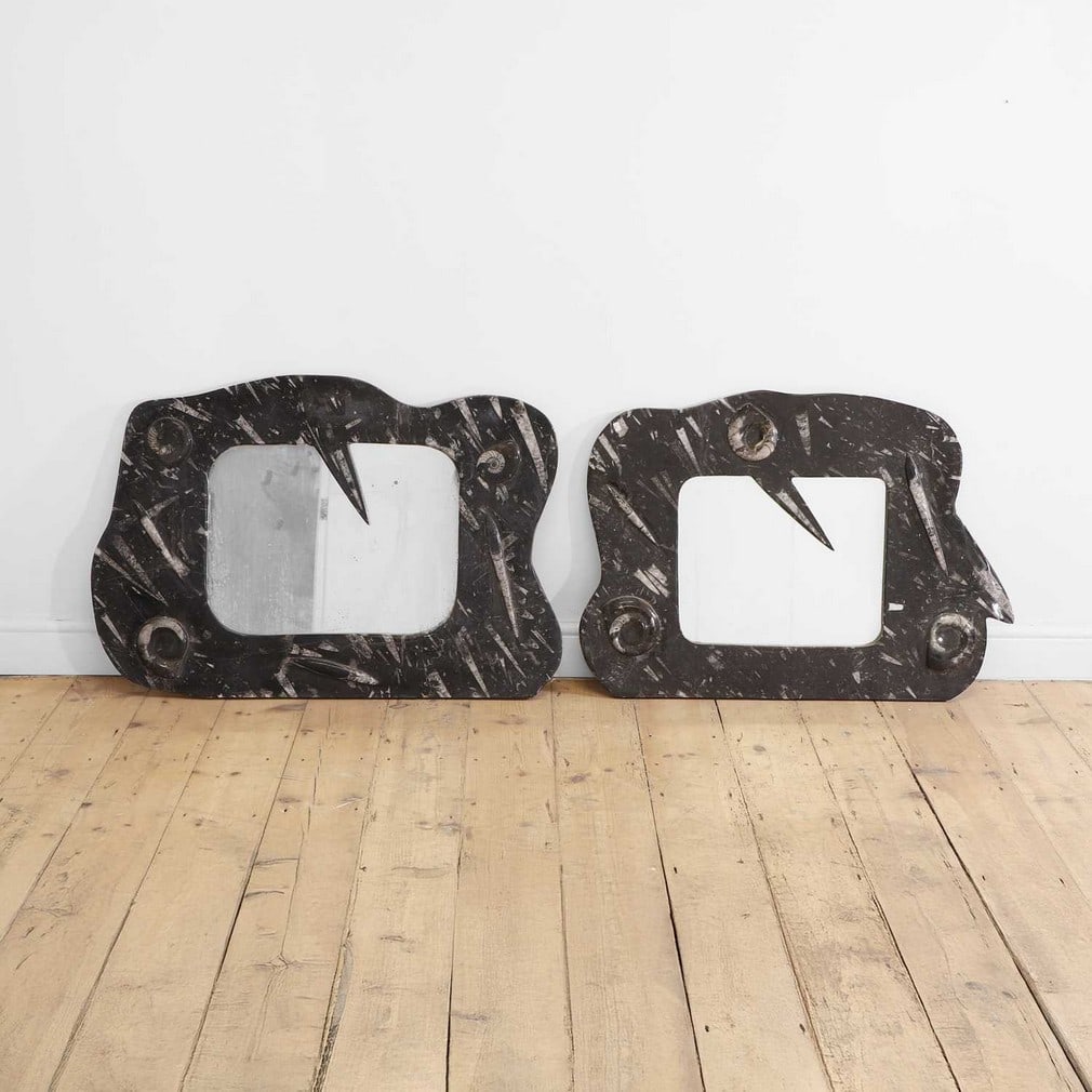A pair of fossil marble mirrors, (1 of 5)