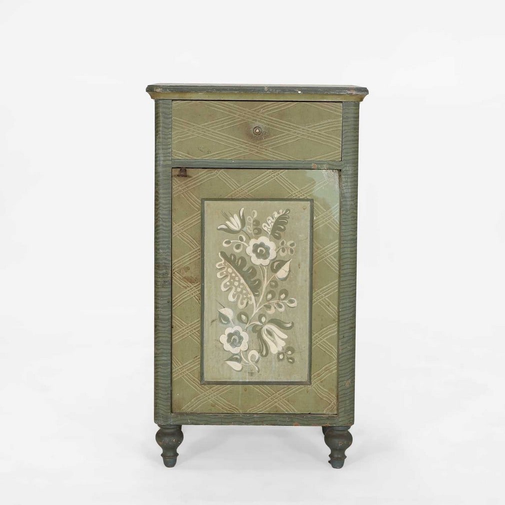 A painted pot cupboard in the manner of Duncan Grant, (1 of 4)