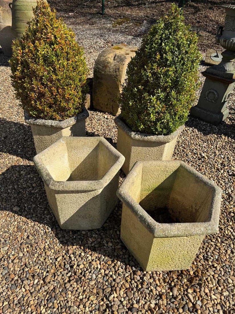 A set of four 'Sandford Stone;' hexagonal garden planters, (1 of 1)