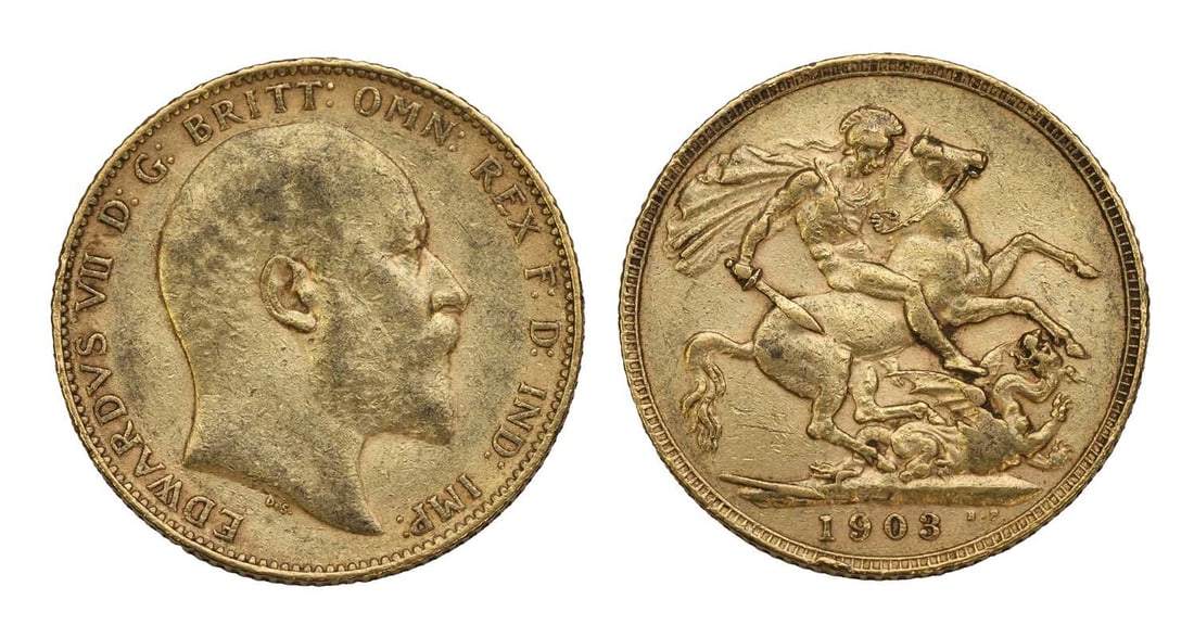 Coins, Great Britain, Edward VII (1901-1910),: Coins, Great Britain, Edward VII (1901-1910), Sovereign, 1903, F