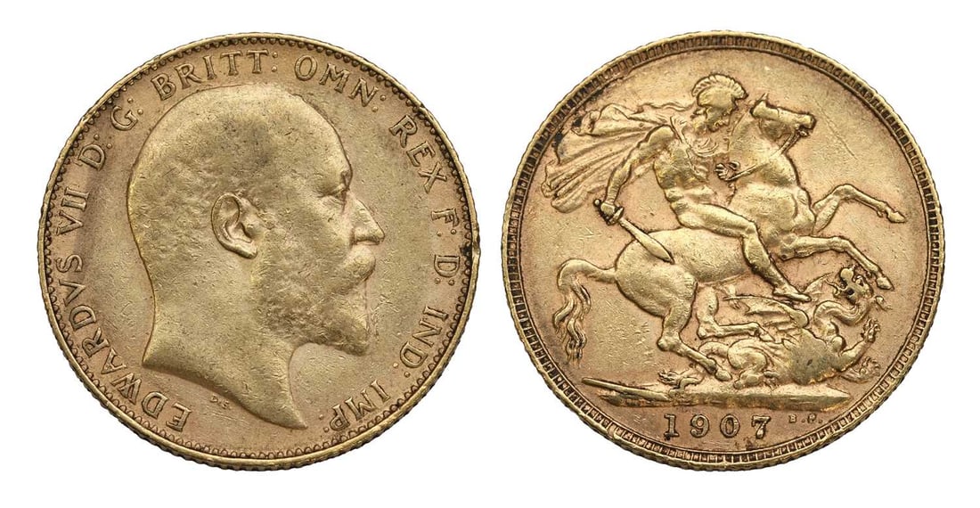 Coins, Great Britain, Edward VII (1901-1910),: Coins, Great Britain, Edward VII (1901-1910), Sovereign, 1907, F