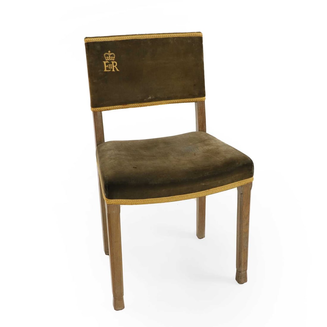 A Queen Elizabeth II silvered oak coronation chair, (1 of 2)