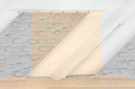 A kilim flat-weave wool carpet in the style of Barbro Nilsson,: A kilim flat-weave wool carpet in the style of Barbro Nilsson, of recent manufacture, woven in tones of green, blue and brown, 305 x 253cm Condition Report: Unused, therefore appears free from stains,