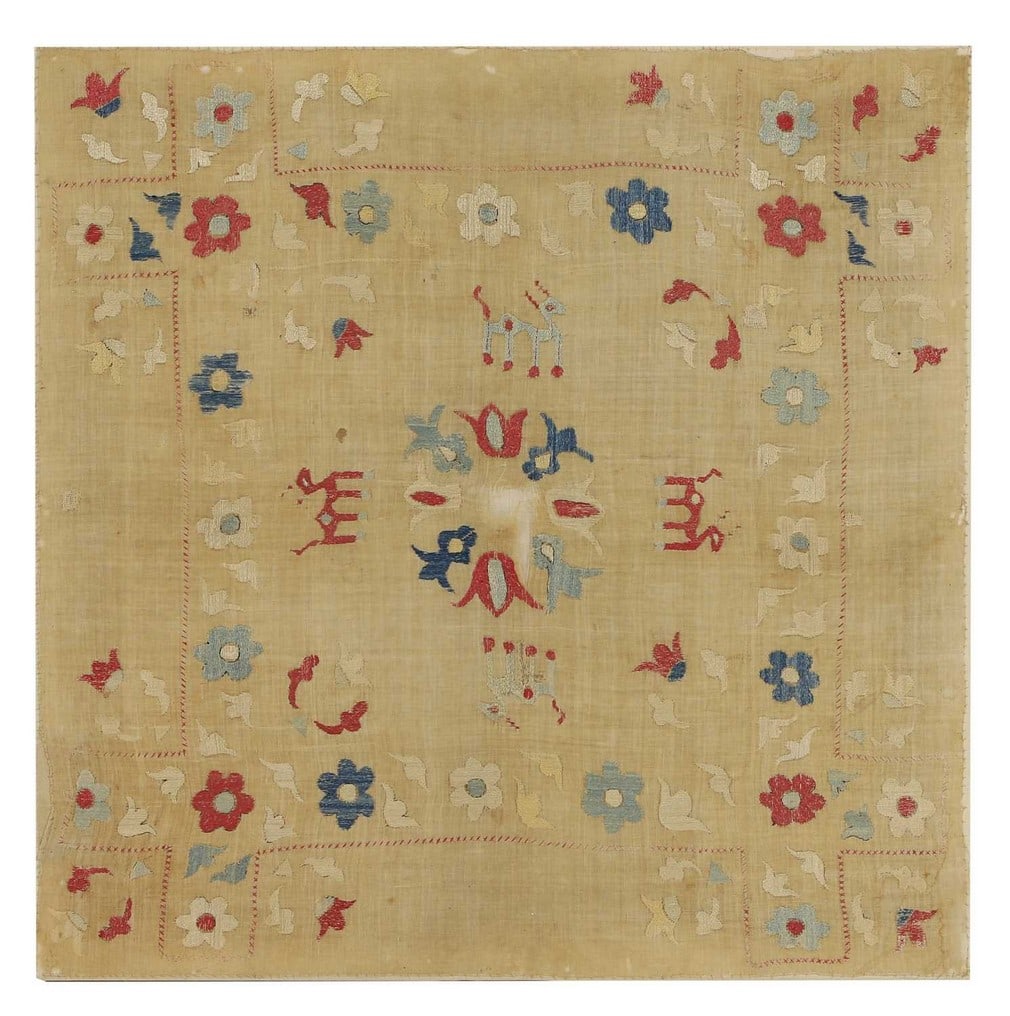 An Ottoman period embroidered panel, (1 of 2)
