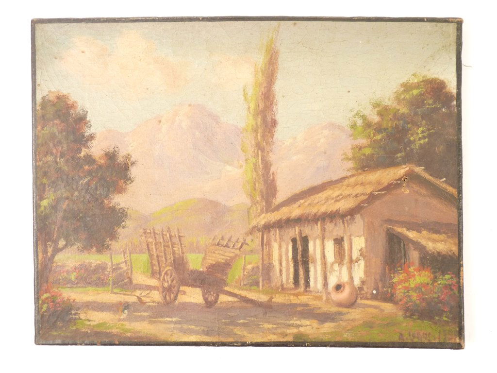 Alberto Lobos (Chilean 1892-1941), 'PUENTA ARENAS' A pa: Alberto Lobos (Chilean 1892-1941), 'PUENTA ARENAS' A pair, signed and dated 1937, oil on canvas 23 x 30cm, unframed (2)