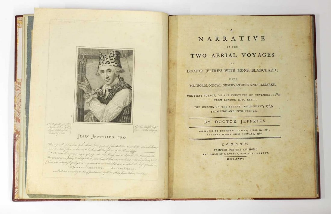 John Jeffries (1745-1819) and Jean-Pierre Blanchard (1753-1809),: John Jeffries (1745-1819) and Jean-Pierre Blanchard (1753-1809), 'A Narrative of the Two Aerial Voyages of Dr. John Jeffries with Monsieur Blanchard', presented to the Royal Society on 14 April 1785 a