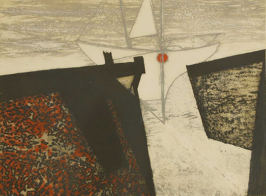 ▲ Charles Bartlett (1921-2014): ▲ Charles Bartlett (1921-2014) 'Yacht Quay'; 'Morning Mist'; 'Fishing Smacks' three etchings with aquatint in colours, each signed 'Charles Bartlett' in pencil l.r., inscribed with title and ind