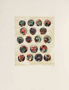 ▲ Henry Moore OM CH FBA (1898-1986): &#9650; Henry Moore OM CH FBA (1898-1986) 'Pallas Head' (CGM 289) lithograph in colours, 1973, signed 'Moore' in pencil l.r., with 'Estate of Stanley Jones' blind stamp l.l. sheet 65 x 50cm, unframed
