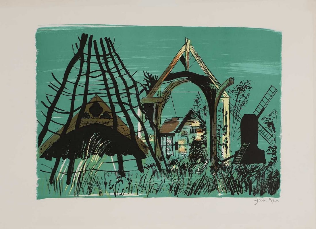 ▲ John Piper CH (1903-1992): ▲ John Piper CH (1903-1992) 'Avoncroft Museum' (Levinson 258) lithograph in colours, 1976, signed 'John Piper' in pencil l.r., with 'Archive of Stanley Jones' and 'Estate of Stanley Jones' blind