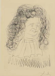 ▲ Salvador Dali (Spanish, 1904-1989): &#9650; Salvador Dali (Spanish, 1904-1989) 'Portrait of La Fontaine' (from La Fontaine's Bestiary Dalinized) (M&L 653) etching with drypoint, 1974, signed 'Dali' in pencil l.r., inscribed and numbered