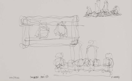 Frank Gehry (Canadian-American, b.1929): Frank Gehry (Canadian-American, b.1929) 'Brighton' lithograph, signed, inscribed with title and dated Dec '02 in the plate and numbered 201/500 in pencil l.l. visible 18 x 28.5cm, unframed Condition R