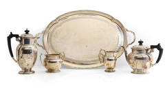 A composed silver tea service,