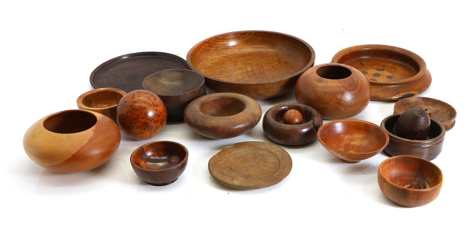 A collection of turned wood bowls, (1 of 4)
