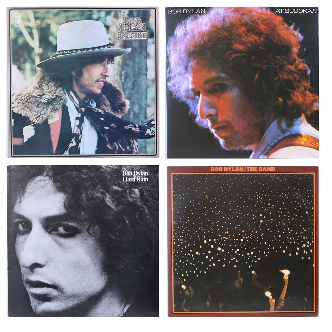 Bob Dylan,: Bob Dylan, Street Legal, 1978,Desire, 1976,Slow Train Coming, 1979,Bob Dylan at Budokan, 1978,Hard Rain, 1976,Saved, 1980,Bob Dylan and The Band, <