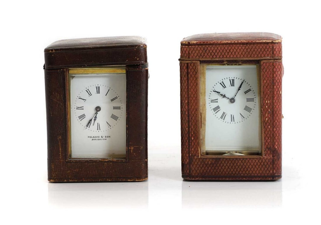 Two brass carriage timepieces, (1 of 4)