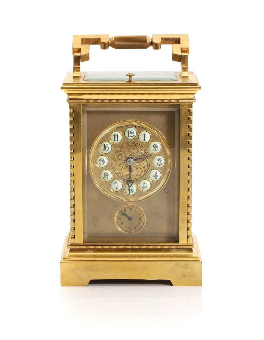 A brass repeating carriage clock, (1 of 2)