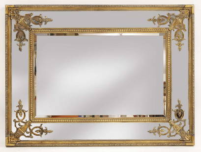 A modern gilt framed mirror,: A modern gilt framed mirror, 119.5cm wide 89.5cm long Provenance: The Clock House, Dunmow, Essex Condition Report: some glue marks to relief corners/ some markings throughout, collection of dust and k