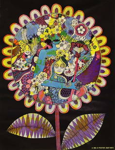 A 1960s psychedelic Big O poster,: A 1960s psychedelic Big O poster, 1967, a psychedelic poster designed by Ivan Ripley, published by London based 'Big O Posters' company (a spin-off of Oz magazine), the poster design includes images o
