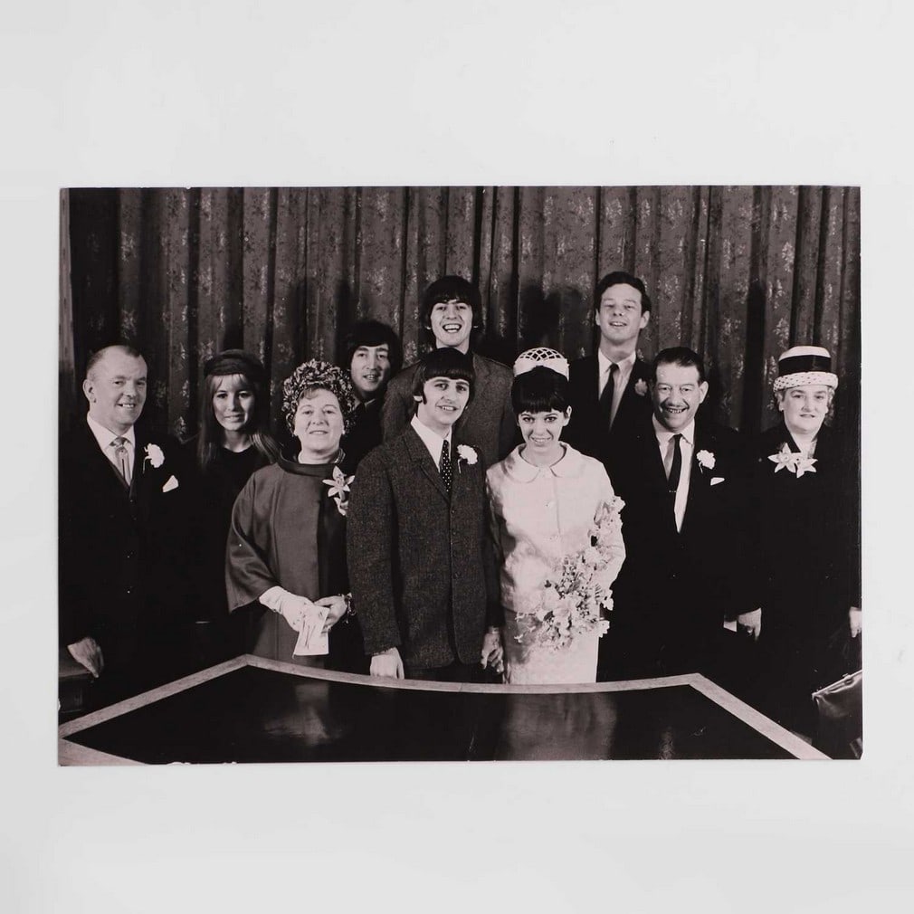 Ringo Starr's wedding photographs,: Ringo Starr's wedding photographs, 1965, a good group of four press photographs of 'Ringo's Wedding', wedding photographs of Ringo Starr's marriage to Maureen Cox at Caxton Hall Liverpool, photographe