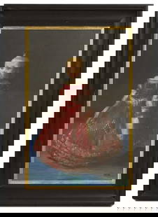 A...M.... (20th century): A...M.... (20th century) 'Imaginary Sister' signed with initials 'APM' ?) l.r., also indistinctly signed, inscribed with title and dated '1997' verso, oil on board 58 x 37cm Provenance: The Clock Hous