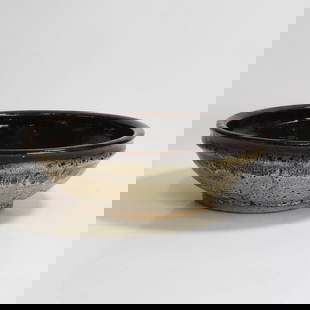? Abdo Nagi (Yemeni-British, 1941-2001),: ? Abdo Nagi (Yemeni-British, 1941-2001), a stoneware bowl, covered in a heavily mottled oatmeal glaze, 26cm diameter 11.5cm high Provenance: Purchased directly from the maker, c.1981, at Hitchin Colle