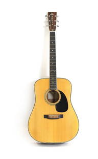 A Pro Martin acoustic guitar,: A Pro Martin acoustic guitar, model number W180, with case, made in Japan, length including case 108cm, width including case 44.5cm, (2) Condition Report: The guitar with knocks and wear. Truss rod co
