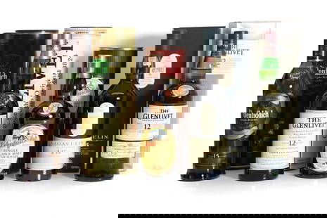 A selection of Scotch whiskies,: A selection of Scotch whiskies, comprising Lagavulin, 16 years old, Lagavulin Distillery, 43% vol., 70cl (1 in presentation box), Glenfiddich, Solera Reserve, 15 years old, 40% vol., 70cl. (1 in prese