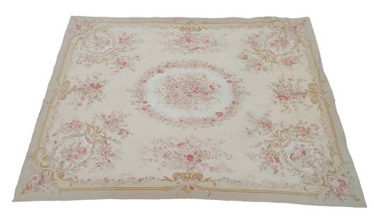 An Abusson style flatweave carpet,: An Abusson style flatweave carpet, modern manufacture, decorated with floral swags and roses, 360 x 262cm