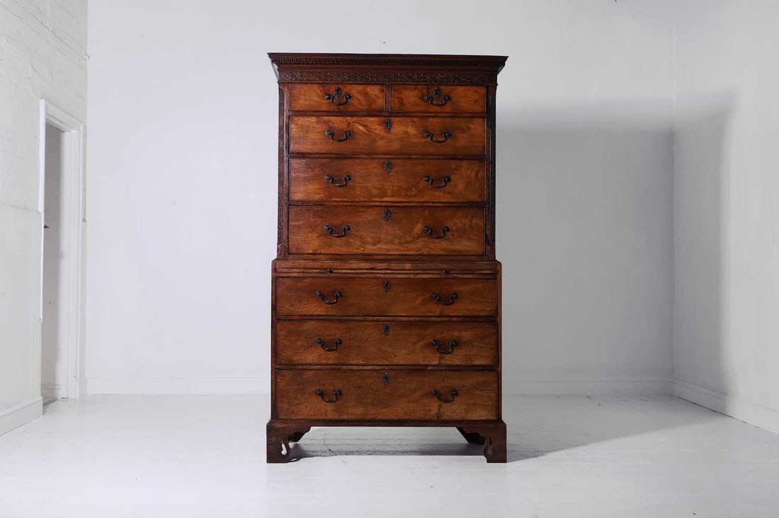 A George III mahogany chest-on-chest in the manner of Thomas Bradshaw, (1 of 6)