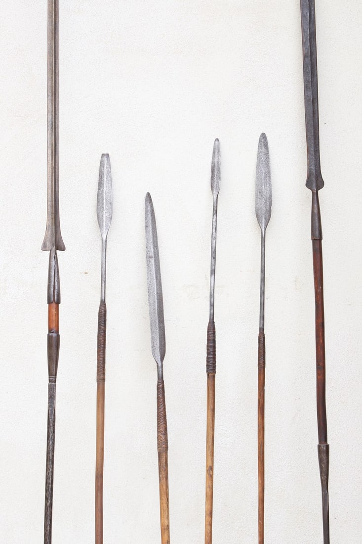 A collection of six African spears, (1 of 2)