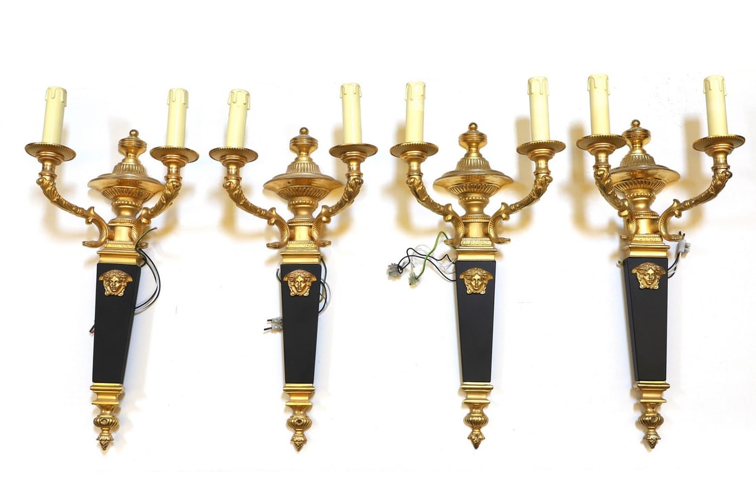 Four Versace Medusa wall lamps, (1 of 2)