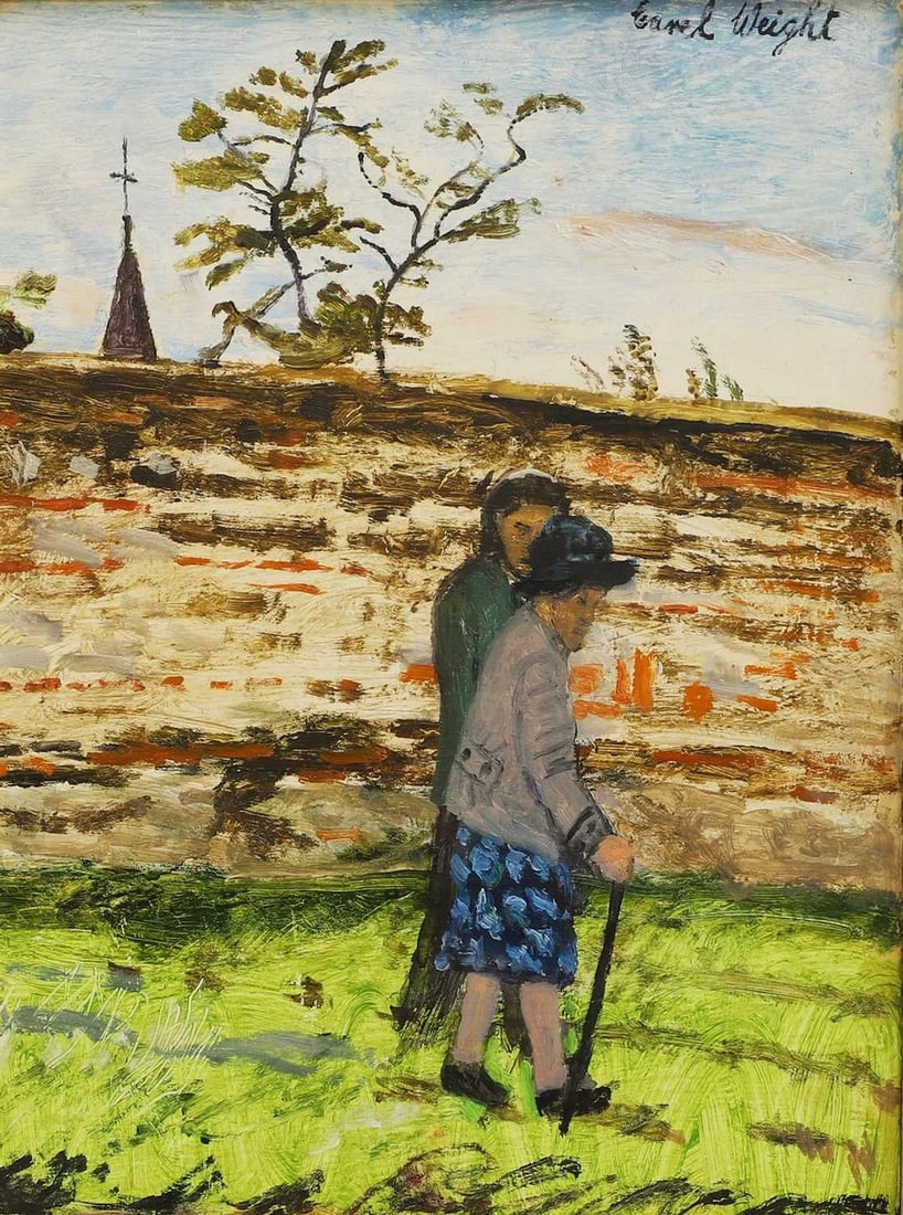 ▲ Carel Weight CH RA (1908-1997): ▲ Carel Weight CH RA (1908-1997) 'The Wall No. 2' signed 'Carel Weight' u.r., oil on board 29.5 x 22cm Provenance: The collection of Sue and Peter Hardiman Scott. Condition Report: Framed: 39 x