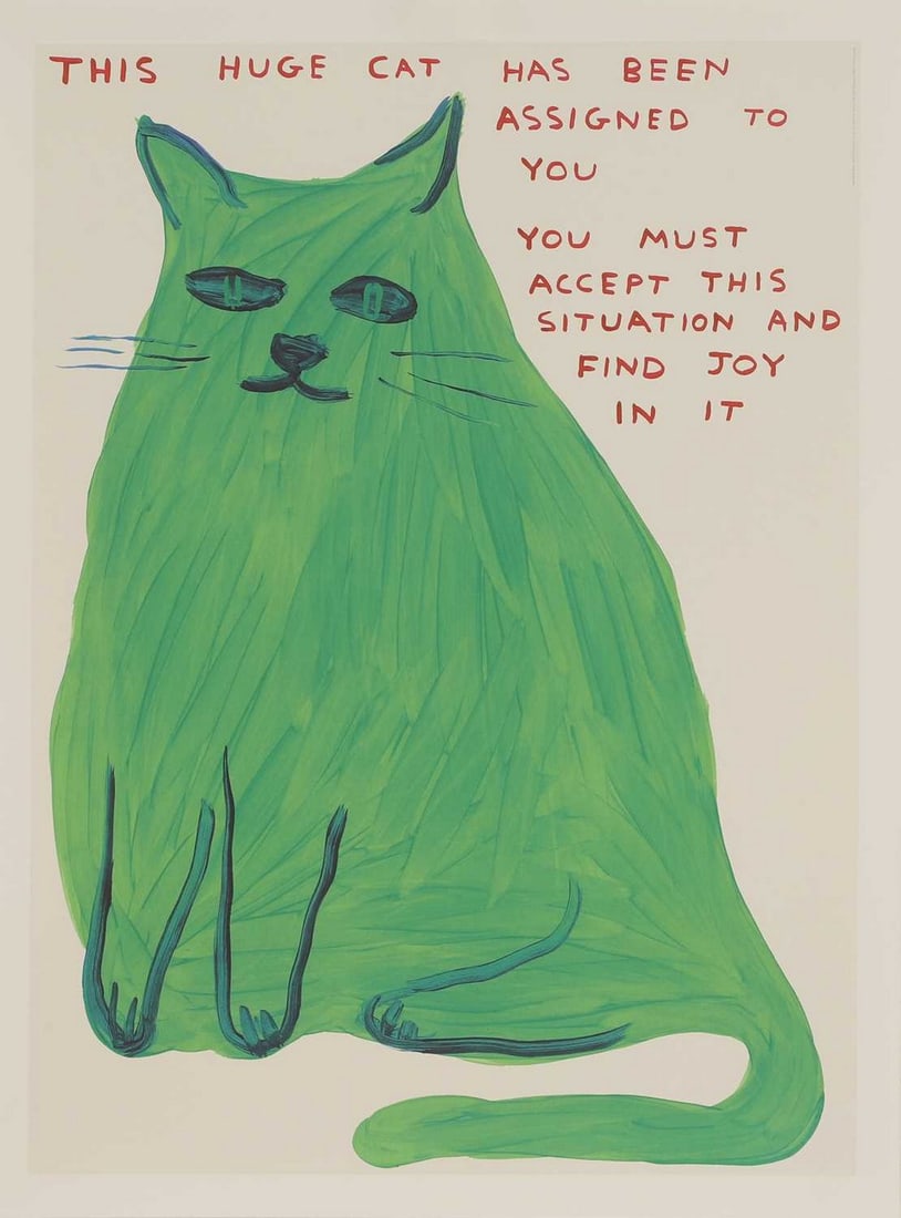 David Shrigley (b.1968): David Shrigley (b.1968) 'This Huge Cat', 2022 offset lithograph in colours, from an open edition printed by Narayana Press, Denmark, published by Shrig Shop, Copenhagen 80 x 60cm, unframed Condition R
