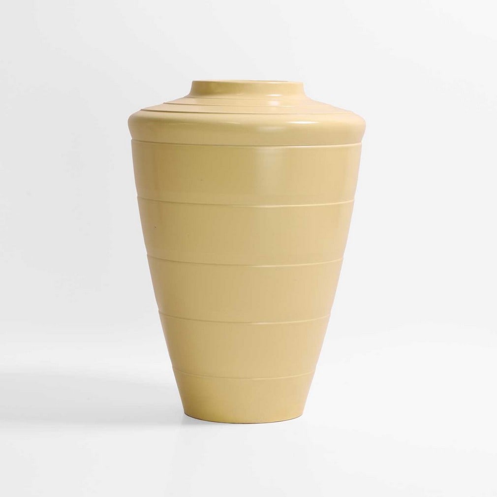 Keith Murray (1892-1981) for Wedgwood,: Keith Murray (1892-1981) for Wedgwood, a shouldered vase, in matt straw, printed and impressed marks with facsimile signature and 'Wedgwood Made in England', 19.8cm high Provenance: A private collecti