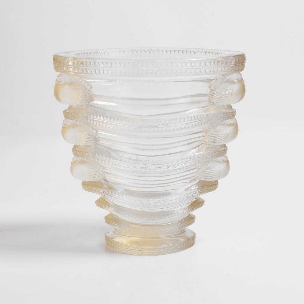 Lalique,: Lalique, a 'Saint-Marc' vase, post-war, No. 10-934, designed in 1939, opalescent glass, acid-etched signature 'LALIQUE FRANCE', 16.8cm high Condition Report: Marked 'LALIQUE' although the piece feels