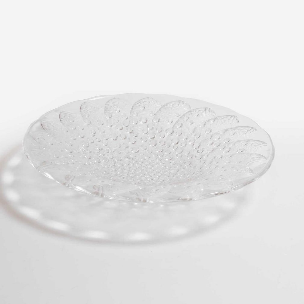 A Lalique 'Roscoff' pattern bowl,: A Lalique 'Roscoff' pattern bowl, post-war, originally designed in 1932, moulded glass, engraved 'Lalique France', 35.5cm diameter Condition Report: Overall good order. Minor surface wear.