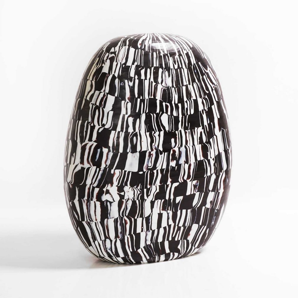 ▲ Massimo Micheluzzi (Italian, b.1957),: ▲ Massimo Micheluzzi (Italian, b.1957), a studio glass vase, dated 2003, Italian, Murano, wheel-carved glass, engraved signature '2003 Massimo Micheluzzi', 31.4cm high