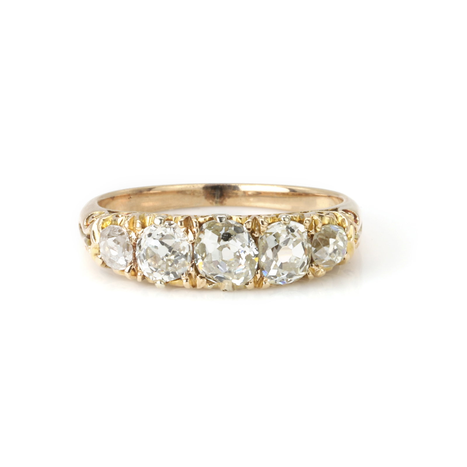 A Victorian diamond five stone ring, (1 of 3)