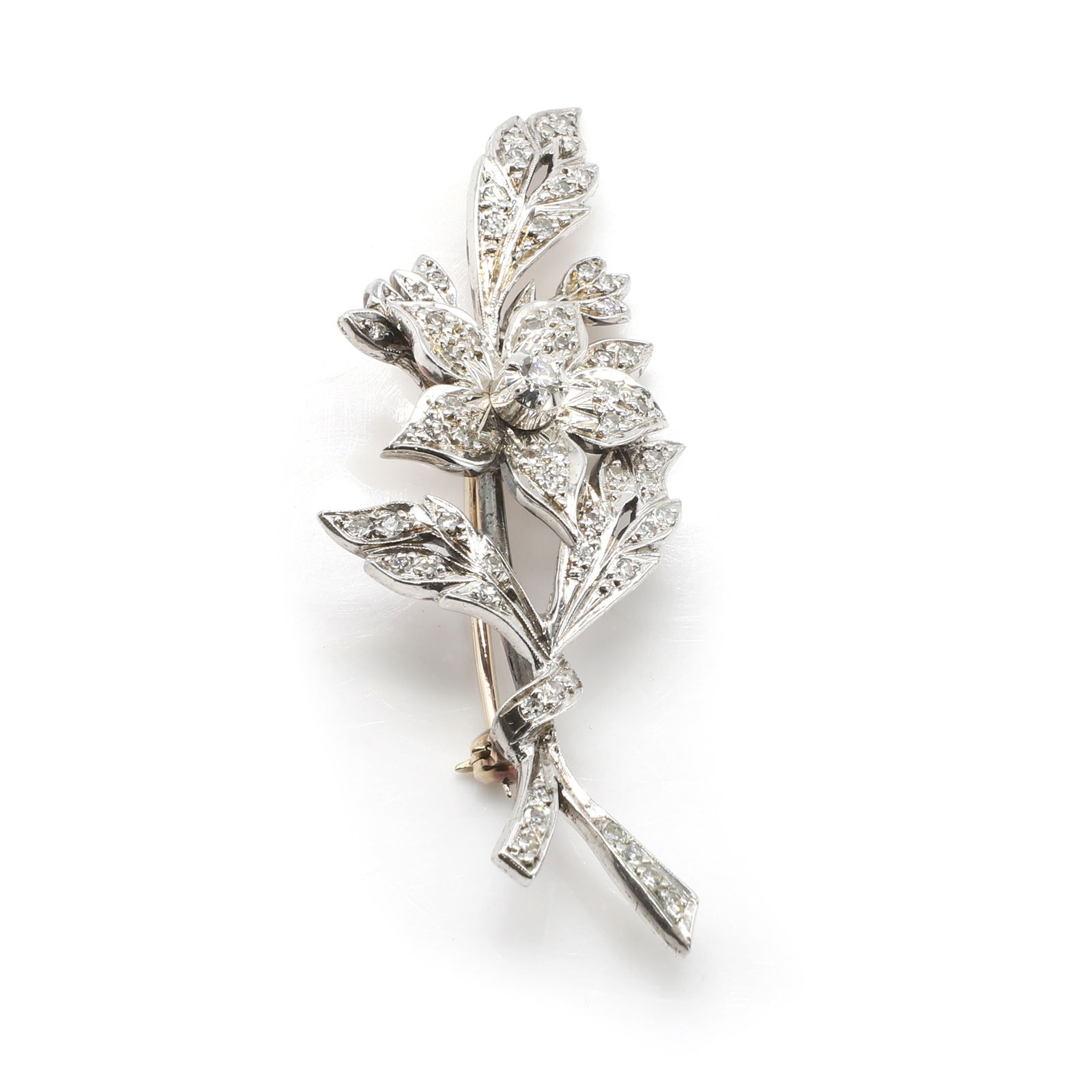 A diamond floral spray brooch, (1 of 1)