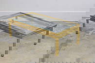 A Pierre Vandel brass framed low table