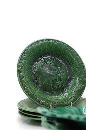 A collection of Wedgwood and Copeland leaf moulded plates,