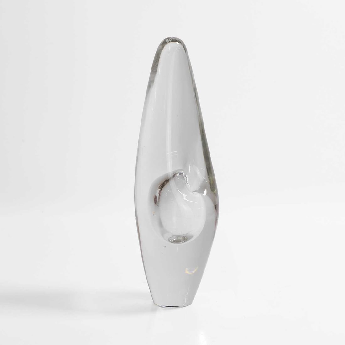 Timo Sarpaneva (Finnish, 1926-2006),: Timo Sarpaneva (Finnish, 1926-2006), an 'Orkidea' glass vase, c.1956, manufactured at Iittala, of typical form, with a wet-stick aperture, engraved signature 'TIMO SARPANEVA IITTALA - 56',26cm high C