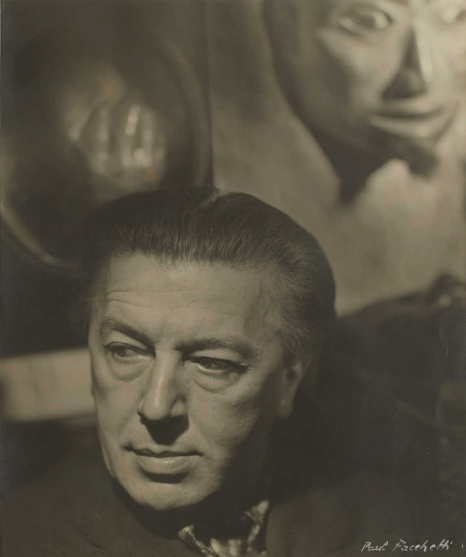 ▲ Paul Facchetti (Italian-French, 1912-2010): ▲ Paul Facchetti (Italian-French, 1912-2010) André Breton, rue Fontaine, c.1953 gelatin silver print, signed 'Paul Facchetti' in gouache l.r., also signed 'Paul L. Facchetti' with 'Photo Pa