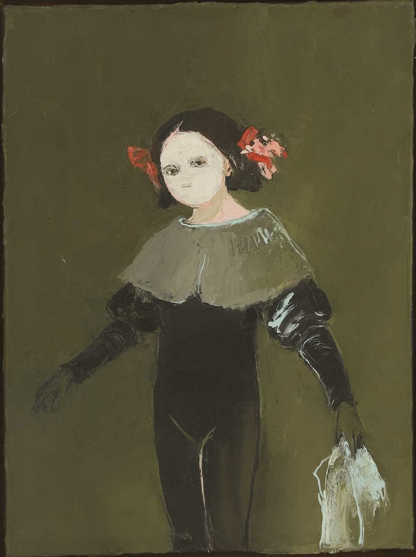 ▲ Lisa Wright (b.1965): ▲ Lisa Wright (b.1965) 'Little Charlatan' signed and dated '14' verso, with artist's stamp on frame, oil on canvas 40 x 29.5cm Condition Report: Framed: 42 x 31.5cm Appears to be in good conditi