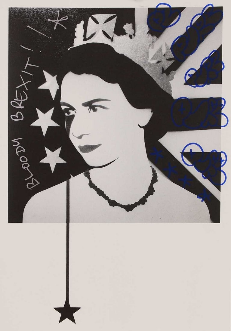 ▲ Pure Evil (b.1968): ▲ Pure Evil (b.1968) ‘Brexit Nightmare’, 2017 screenprint, signed with monogram five times and inscribed 'BLOODY BREXIT!!' in marker pen sheet 50 x 35cm, unframed Condition Report: A