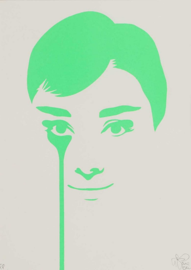 ▲ Pure Evil (b.1968): ▲ Pure Evil (b.1968) 'Green Audrey Hepburn' screenprint in colour, 2013, printer's proof, signed 'PURE EVIL' in pencil l.r., and inscribed 'PP' 48 x 33.5cm Condition Report: Framed: 75.5 x 60cm