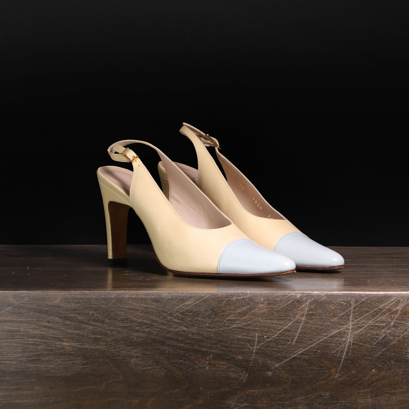 A pair of Chanel leather slingback pumps, (1 of 7)