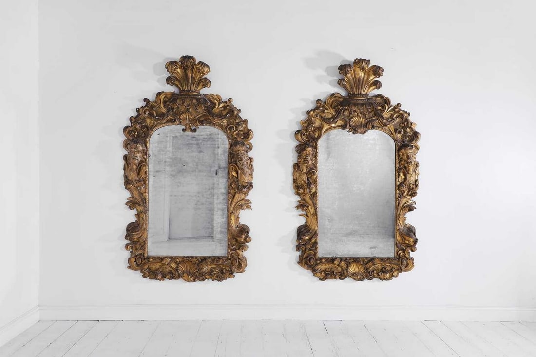 A pair of George II giltwood pier mirrors attributed to Matthias Lock, (1 of 20)